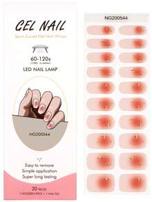 1 Box Of 20pcs Natural, Long-Lasting, Classic Salon Quality DIY Artistic Red & Pink Heart Shaped UV Gel Nail Stickers, Easy To Apply & Remove For Fingernails - Multicolor - View 8