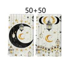 1/2/100件套，豪华厨房毛巾套装，饰有斋月月亮、灯笼和花卉图案，尺寸为40*60厘米/16*24英寸，多种图案可选，每款都非常适合复活节用餐和家居装饰。100%聚酯纤维编织，可机洗，适合斋月期间装饰家居。 - 彩色 - 查看 14