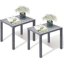 Crestlive Products - Mesa auxiliar rectangular de aluminio, mesa auxiliar para patio, pequeña mesa de centro para exteriores y interiores - Gris Claro - Ver 13
