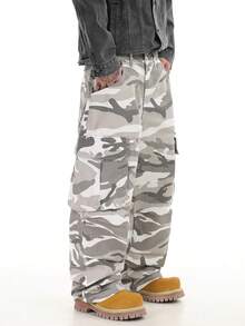 1 chiếc quần jeans ống rộng dáng suông nhiều túi hiệu Justice Brother Street Camo, phong cách đường phố thường ngày dành cho cặp đôi. - Nhiều màu - Xem 4