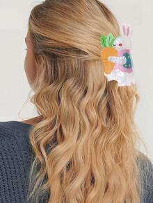 2个可爱胡萝卜爱心兔子亚克力发夹，优雅爪夹，适用于马尾辫、丸子头、休闲、约会、派对、节日、生日、情人节、复活节、感恩节、返校礼物 - 彩色 - 查看 4