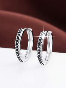 1对时尚单排立方氧化锆耳钉（女士款） - 彩色 - 查看 8