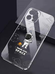 Funda para teléfono con diseño de astronauta y aventura espacial, compatible con iPhone 16, 15, 14 Pro Max, 13, 12, 11, XR y XS Plus. Fabricada en silicona TPU, ofrece protección contra golpes y caídas, además de una excelente sensación al tacto. Es el regalo ideal para familiares, amigos y seres queridos. - transparente - Ver 3