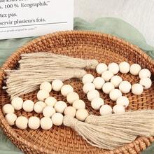 2/4/6/12pcs Vintage Handmade Woven Wooden Bead&Tasseled Napkin Rings,European Style Elegant Table Decor,Suitable For Wedding Party Decoration,Valentine's Day And Daily Decoration - Multicolor - View 13