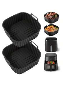 1pc Silicone Air Fryer Mat, Baking Tray Liner, Oven Mat, Suitable For Flat Pans, Easy To Clean And Reuse, Heat Resistant Non-Stick Baking Mat - Multicolor - View 2