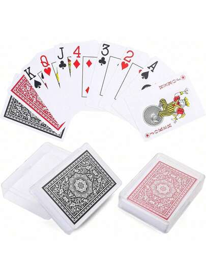 EstiloLotFancy - Naipes impermeables con impresión grande, 100% plástico, 2 barajas de cartas con fundas de plástico, para Texas Hold'em, juegos de cartas de agua para piscina, tamaño de póquer índice jumboVersión mejorada