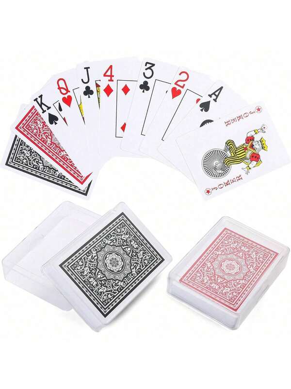 EstiloLotFancy - Naipes impermeables con impresión grande, 100% plástico, 2 barajas de cartas con fundas de plástico, para Texas Hold'em, juegos de cartas de agua para piscina, tamaño de póquer índice jumboVersión mejorada