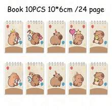 12pcs/Set Capybara Office Supplies, Capybara Pattern, 12/10/8/6/5/4pcs/Set, Cute Stitch Pocket Notebook, Notebook, Cartoon Office Supplies, Cartoon Theme Diary, Suitable For Students And Office Use, Back To School Gift (Some Items Shipped Randomly) - Multicolor - View 1