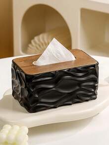 1pc Wavy Wooden Tissue Box Cover, Thickened Waterproof PP Material, Suitable For Living Room, Dining Room, Bathroom, Bedroom, Office, Hotel, Daily Use, Gift, National Day, Valentine's Day - Multicolor - View 6