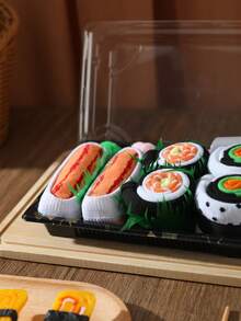 CREATOR SOCKS 三双装多色中筒袜，男女通用，情侣款，柔软寿司图案，创意美食灵感设计，舒适百搭，适合生日、情人节、复活节、约会、家庭聚会、派对、节日等场合。 - 彩色 - 查看 8