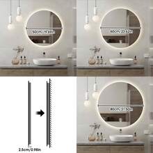 Bathroom Mirror With LED Lights Wall Mounted 3 Colours Dimmable IP54 Waterproof Touch Switch - 50*50cm - View 7