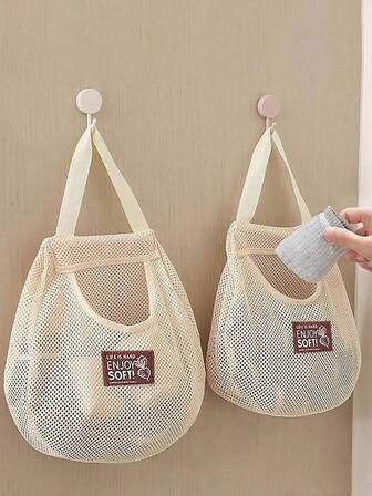 1pc Hanging Mesh Storage Bag, Lightweight Fabric, Wall-Mounted Lingerie & Sock Organizer, Space-Saving, Suitable For Door/Wardrobe, Back To School, Dorm, Clothes & Bathroom Items Storage
