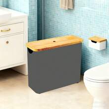 Bamboo Toilet Paper Holder With Cover, Foldable Tissue Box Organizer With Base, Holds Up To 9 Extra Large Toilet Paper Rolls, Laundry Basket - Multicolor - View 10