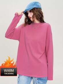 Women's Elegant Velvet Turtleneck Loose Fit Versatile Casual Sweater Top, Winter - 189 Pink - View 7
