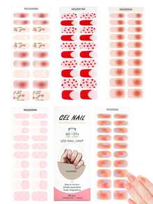 1 Box Of 20pcs Natural, Long-Lasting, Classic Salon Quality DIY Artistic Red & Pink Heart Shaped UV Gel Nail Stickers, Easy To Apply & Remove For Fingernails - Multicolor - View 3