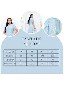 Vestido Feminino Maxi Bordado Aplicado Mangas Bufantes e Saia em Camadas Decote V Botões Falsos no  Busto Social Elegante Romântico e Perfeito - Rosa Bebê - Visão 9