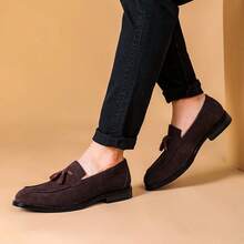 New Stylish Casual Loafers For Men, Simple & Versatile Breathable Formal Dress Shoes Suitable For Daily Commute, Work, Office Wear - Dark Brown - View 4