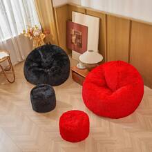 Fluffy Fuzzy Plush Pink Bean Bag Chair Covers – Soft Furry Shaggy Pink Bean Bag Chair Cover For  Girl, Stuffed Animals Bean Bag Storage, No Filler, "X"X" - 紅色 - 查看 5