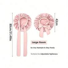 1pcs Luxury Pink Satin Bonnet With Adjustable Drawstring And Bow Decor - Soft Hair Protection For Women And Men, Comfortable Ruffle Design, Snug Fit, Hair Care | Satin Bonnet | Smooth Satin Finish - Unisex Nighttime Hair Care Sleep Cap, Suitable For Both Men And Women - Hồng - Xem 2