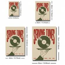 1pc Framed/Unframed Serving Tunes Vinyl Music Canvas Poster Vintage Mid Century Record Player Disco Bar Wall Art Print Green Retro Funky Painting For Apartment,Living Room,Bedroom,Modern Home Decoration - Multicolor - View 7