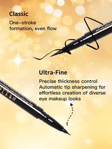 1pc Stila All Day Waterproof Liquid Eyeliner Pen, 1ml, Classic Tip + Ultra Fine Tip, Smudge-Proof, Quick-Drying, Suitable For Beginners, Daily Commute And Full Makeup - Double-ended Liquid Eyeliner - Deep Black (classic + Ultra-fine) 1ml - View 3