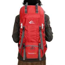 Mochila impermeable de 60L para senderismo y camping con cubierta de lluvia, mochila grande para deportes al aire libre, viajes y escalada - Dorado - Ver 8