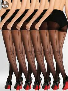 1/2/3/4/6 双装女士黑色竖条纹紧身时尚显瘦超薄连裤袜，性感优雅黑色竖条纹紧身裤（双面可穿） - 黑色 - 查看 11