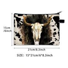 1pc Western Style Cowgirl Skull Toiletry Bag - Western Themed, Polyester Material Washable Design, Portable Makeup Bag, Toiletry Pouch, Hanging Handle, Suitable For Camping, Outdoor, Business - Cowgirl Gift, Western Style (Unscented, Unisex) Toiletries Bag Travel Toiletry Bag Wash Bag Shower Bag Large Capacity For Women Packing Cubes Travel Essential Cruise Essentials Holiday Essential - Multicolor - View 6