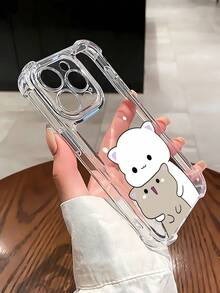 Funda para teléfono con diseño de gatito abrazando a su amigo, compatible con iPhone 16, 15, 14 Pro Max, 13, 12, 11, XR y XS Plus. Fabricada en silicona TPU, ofrece protección contra golpes y caídas, además de una excelente sensación al tacto. Es el regalo ideal para familiares, amigos y seres queridos. - transparente - Ver 1