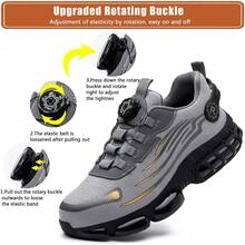 Essential For Outdoor Work: – Unisex Steel Toe Safety Sneakers For Men And Women, Grey Lightweight & Anti-Slip Work Trainers With Air Cushion, Puncture-Proof & Smash-Resistant Design, Indestructible Security Protective Outdoor Security Grey Boots ,Comfortable Breathable Grey Construction Boots For Men ,Rotated Button Easy Wear Work Safety Boots Men Shoes Safety Steel Toe Work Shoes Grey,Steel Toe Shoes Are Important Personal Protective Equipment For Many Industries. Fashionable Safety Shoes Suitable For Construction Sites Under Harsh Working Conditions, Carpenters Iogging, Car Repairs And Outdoor Workers.,Fashionable  Grey All-Season Shoes For Warehouse, Outdoor, Restaurant, Delivery & Training Use - Grey - View 4