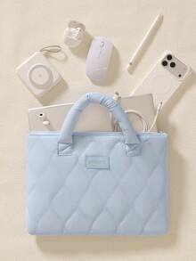 Funda para portátil minimalista de unicolor, funda protectora para tableta/dispositivo, bolsa de almacenamiento portátil, resistente al agua y a los golpes, multifuncional, con cremallera, organizador de accesorios para portátil, bolsa de útiles escolares, bolsa de transporte para portátil para trabajo/estudio - Multicolor - Ver 7