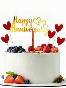 3件組 Happy Anniversary 壓克力蛋糕插牌，週年蛋糕裝飾，情人節蛋糕裝飾，結婚週年蛋糕裝飾，居家廚房必需品，烘焙裝飾，烘焙用品，蛋糕裝飾 - 彩色 - 查看 3