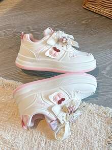 Spring/Autumn New Cute Bow Design Kids Sports Shoes, Comfortable Soft Bottom Girls Casual Sneakers, Student Running Shoes - Pink - View 7