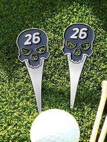 Herramienta de divot de golf 1-en-1 - Diseño de calavera - Marcador de bola de golf con clip para gorra - Accesorio duradero para el campo de golf - Regalo ideal para golfistas - Compacto y portátil para uso al aire libre - Herramienta de mantenimiento del campo de golf, herramienta de reparación de golf, accesorios de bolsa de golf, reparación de golf, conjunto de regalo de golf perfecto - Multicolor - Ver 5