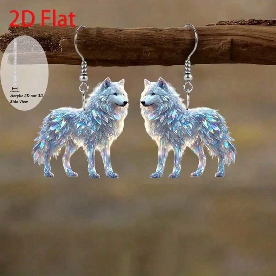 2D Flat Fashion White Radiant Fox 2D Acrylic Earrings - Perfect Gift For Family And Friends On Holidays, Birthdays, And Parties - Multicolor - Ver 1