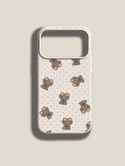 1个泰迪熊图案液态硅胶防震手机壳，兼容 Xs/Xs Max/Xr/11/12/13/14/15/16 Pro/Pro Max/14/15/16 Plus/17，男女通用，可作为节日礼物