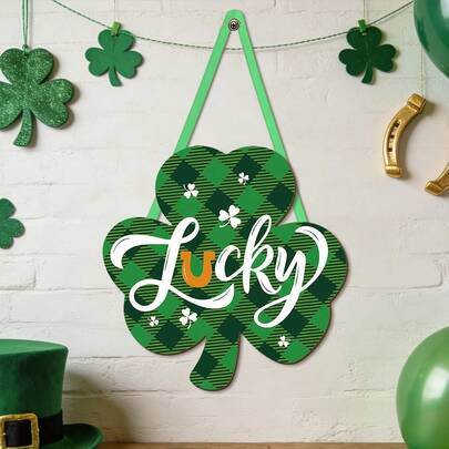1pc St. Patrick's Day Decor, Irish Wooden Sign, Clover Ornament, Home Wall Decor, Housewarming Gift, Home Party Garden Yard Decoration, 2D