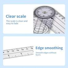 2 transportadores de ángulos para escuela goniómetros de fisioterapia Protractor School PVC médico de 360° ángulo transparente regla de ángulo para trabajo en casa terapia deportiva médicos - como en la foto - Ver 4