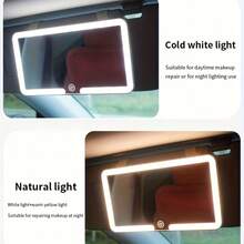(1-Pack)   Car Visor LED Vanity Mirror With 3 Modes, Rechargeable Touchscreen Makeup Mirror With Dimming Function, Anti-Glare Rearview Mirror For Sun Protection & Travel - 粉色 - 查看 11
