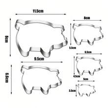4.1 Inch Mexican Style Seashell Shaped Cookie Cutter Mold, 5 Piece Pig Shaped Cookie Baking Set - Silver - View 8