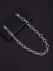 1pc Personalized Hollow Heart Chain Denim Pants Chain, Hiphop Chic Utility Pants Waist Chain, Suitable For Daily Wear - Silver - View 5