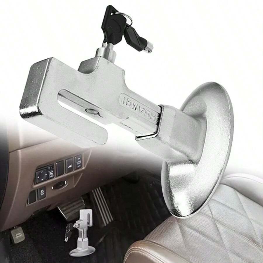 NEW Anti-Theft Car Brake Pedal Lock Security With Keys Car Safety Clutch - Silver - View 1