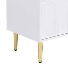 Mobile TV 170 x 35 x 47,5 cm in MDF, mobiletto TV basso con ante 3D e piedini in metallo dorato, moderno tavolo TV con ampio spazio di archiviazione, adatto per soggiorno e zona TV - Bianco - Visualizzare 10