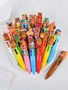 12pcs/Set Mini Multicolor Pen Set, 4-In-1 Cute Pens, Bulk Packaging, Fun Birthday Party Favors, Includes Assorted Ink Colors, Suitable For Birthday Parties, Animal-Themed Parties, Classroom Rewards, And Office Supplies (Hamster Pattern) - Multicolor - View 7