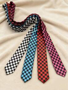 1pc Men's 5cm Small Plaid Casual Necktie, Business Suit Shirt Accessory Tie, Party Attire Necktie - Multicolor - View 1