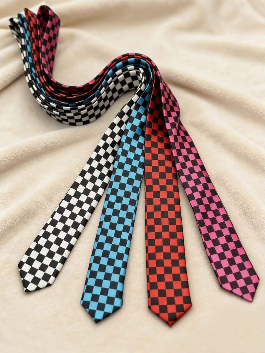 1pc Men's 5cm Small Plaid Casual Necktie, Business Suit Shirt Accessory Tie, Party Attire Necktie - Multicolor - View 1