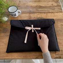1pc 11-Inch IPad Protective Sleeve, Padded Laptop Bag For 13-14 Inch Notebooks, Solid Color Cute Bow Design, Lightweight Shock-Absorbing Laptop Case For Work/School - Nhiều màu - Xem 9