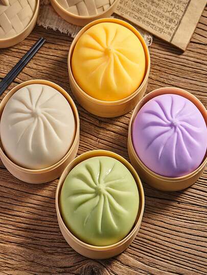 1pc Colorful Dumpling Shaped Squishy Stress Relief Ball, Comes With Gift Bag, Squeeze Dough Ball To Relieve Stress And Anxiety, Soft Bun Shaped Stretchy Desktop Toy, Squeeze And Pinch, Soft And Squishy, Stress Relief Toy