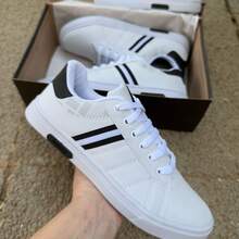 Men's Casual White Sneakers, Lightweight Comfortable, Launch 2025 - 白色 - 查看 4