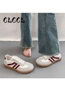 2026 New Women's Flat Casual Sneakers - Red and White - View 4